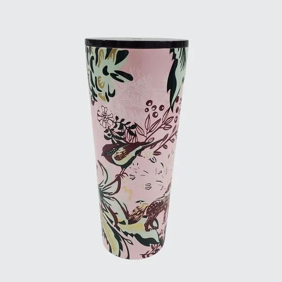 Starbucks 2022 Holiday Winter Pink Enchanted Forest Floral Stainless Tumbler - Picture 4 of 8
